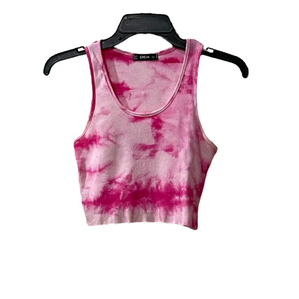 Shein Pink Tie Dye Ribbed Crop Top Small